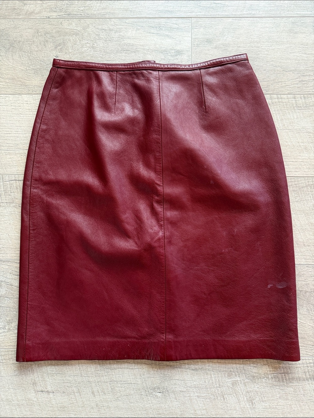 Wine Maroon Red Leather Skirt